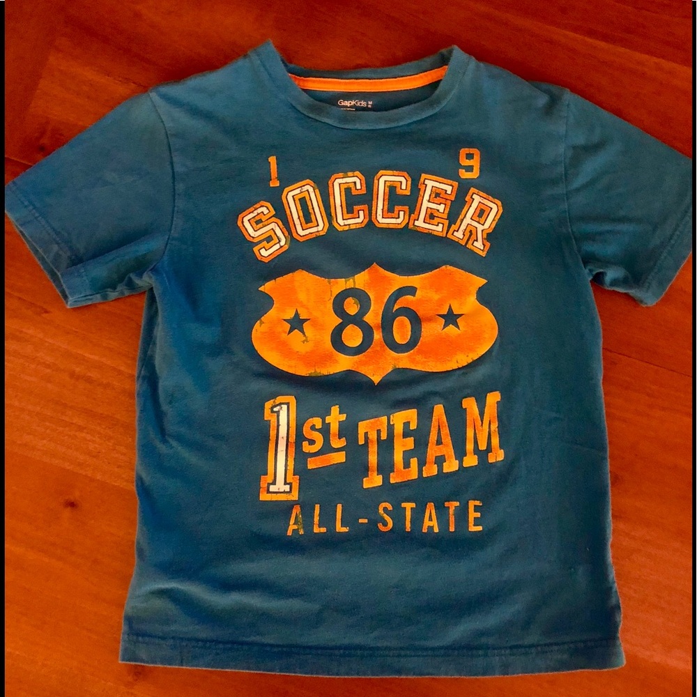 (3 for $15) GapKids (8) blue / Aqua graphic short sleeve T